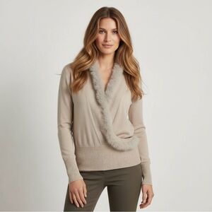 🌻Y2K Willi Smith Real Rabbit Fur Neckline Trim Sweater